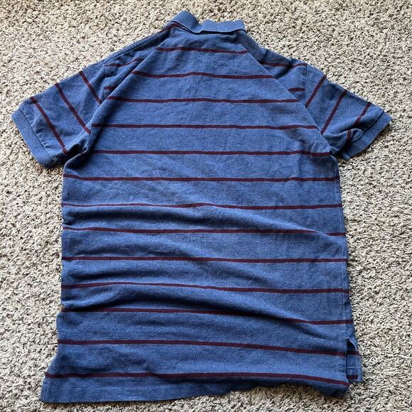 Ralph Lauren Polo Shirt Mens M Blue Striped Pony Rugby Pullover Cotton Preppy - Picture 5 of 6